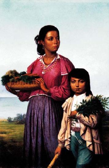 Francois Bernard Portrait of Two Chitimacha Indians oil painting picture